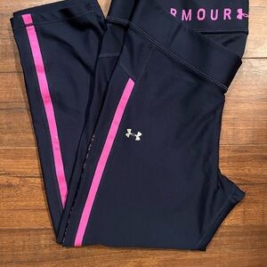 Under Armour Navy Blue Leggings with Pink Accents